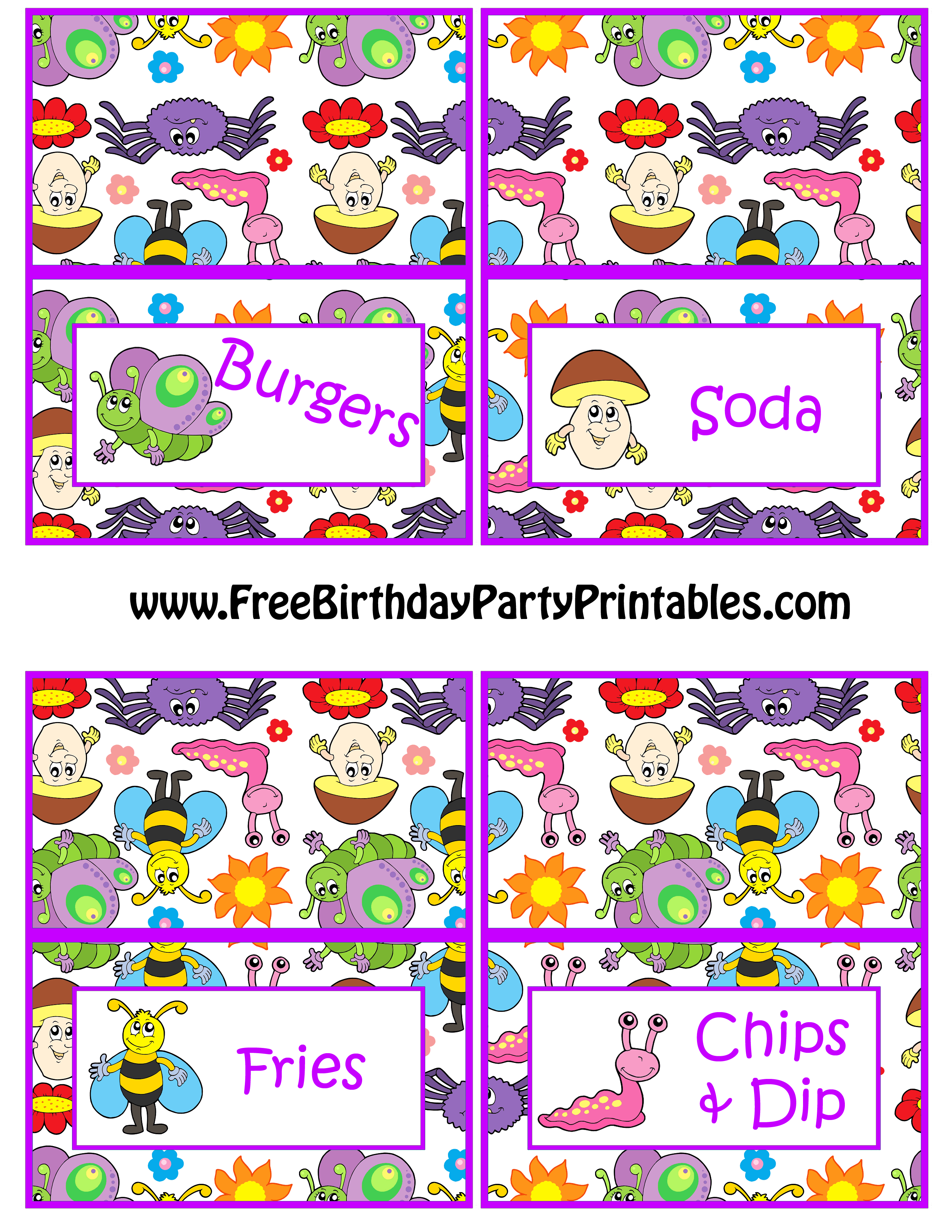 Bug Butterfly Birthday Party Printables